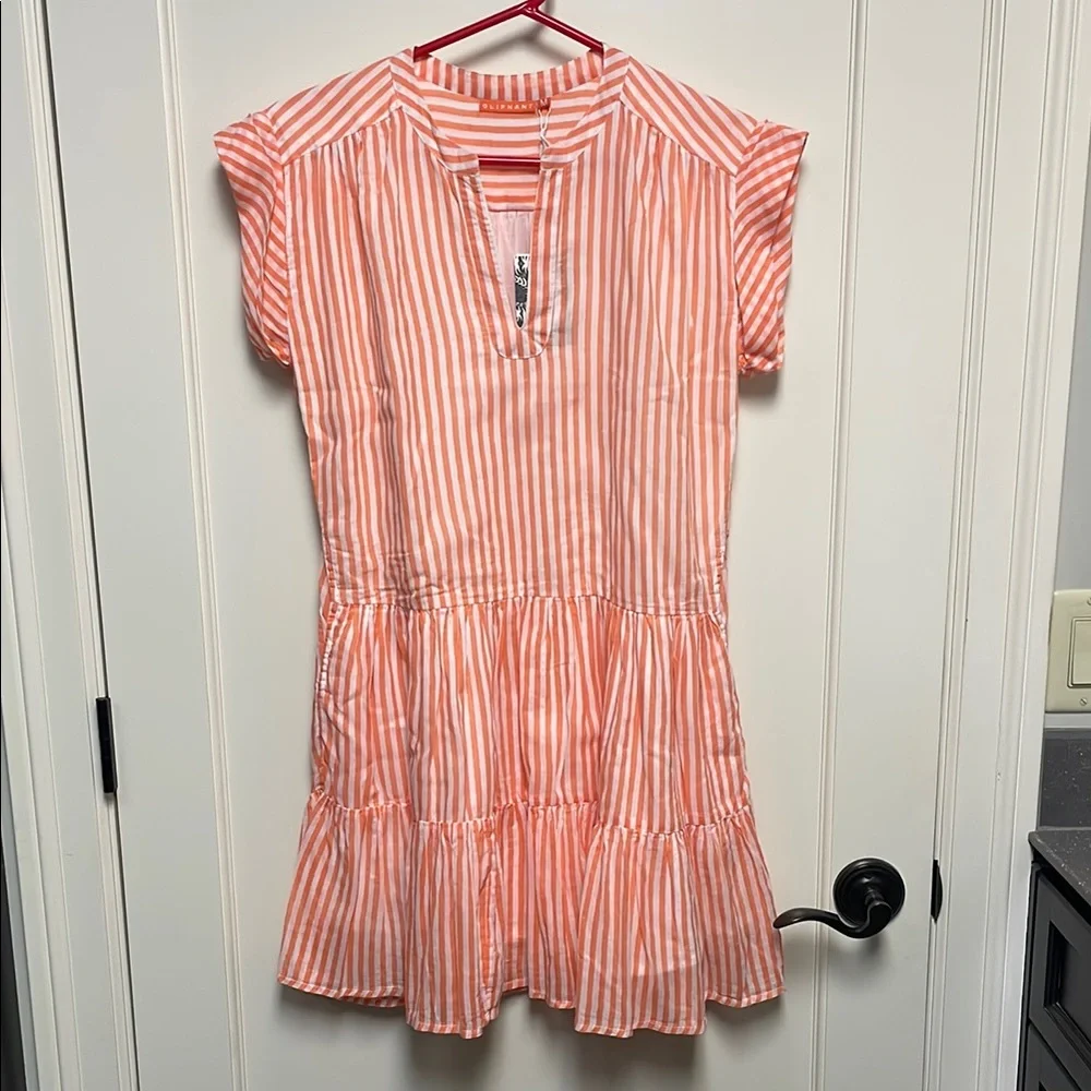 Oliphant Coral and White Ruffled Tiered Sundress - Picture 1 of 7